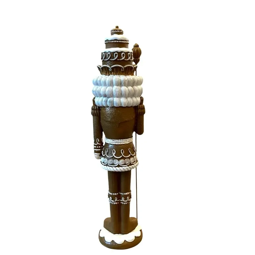 Peppermint Square Christmas GINGERBREAD NUTCRACKER 14in Brown Holiday NEW